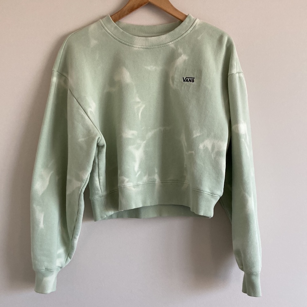 Vans Mint Tie Dye Water Wash Crewneck Cropped Sweatshirt Large - Picture 6 of 14